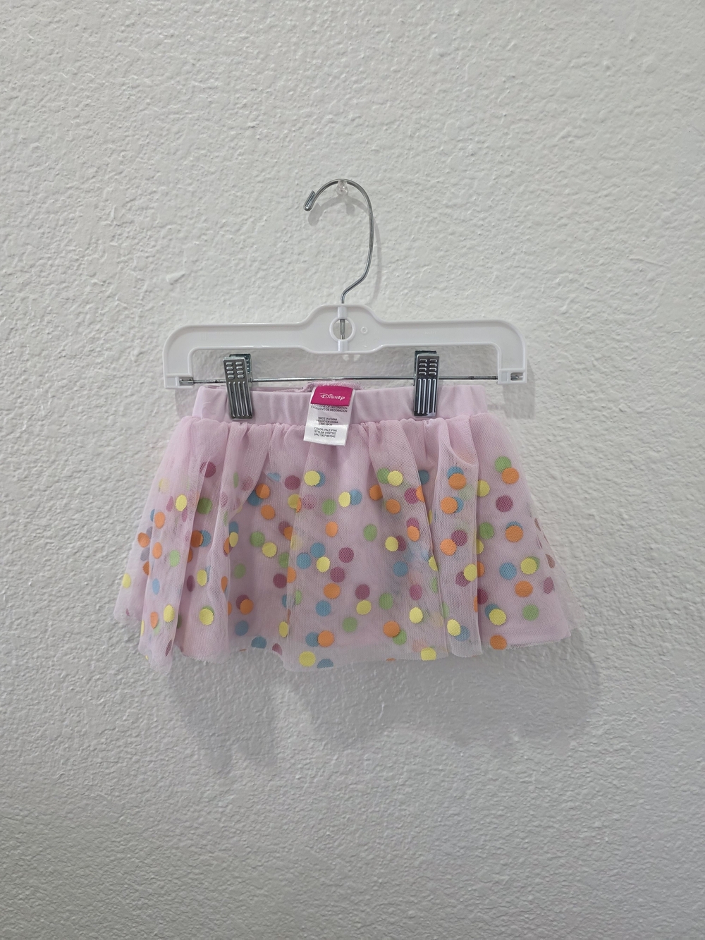 Disney Pink Tulle Skirt with Multicolor Polka Dots